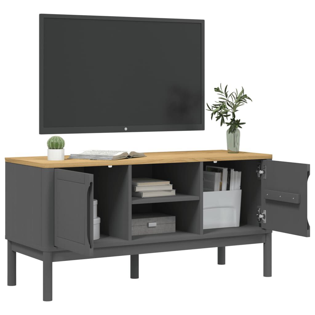 vidaXL Έπιπλο Τηλεόρασης FLORO Γκρι 114x43x55 εκ. Μασίφ Ξύλο Πεύκου