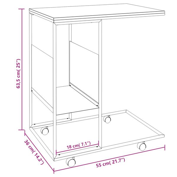 vidaXL Βοηθητικό Τραπέζι με Ρόδες Λευκό 55x36x63,5 εκ. Επεξεργ. Ξύλο