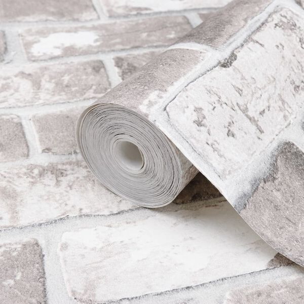 vidaXL Ταπετσαρία 3D με Σχέδιο Τούβλων Γκρι 10x0,53μ Non-woven