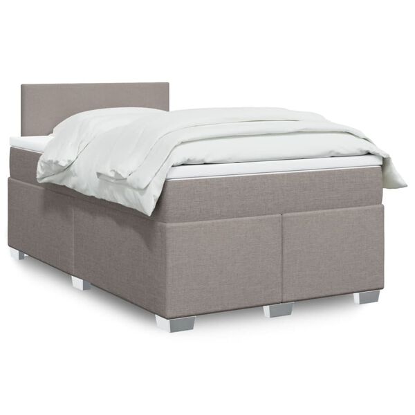vidaXL Κρεβάτι Boxspring με Στρώμα Taupe 120x200 εκ. Υφασμάτινο