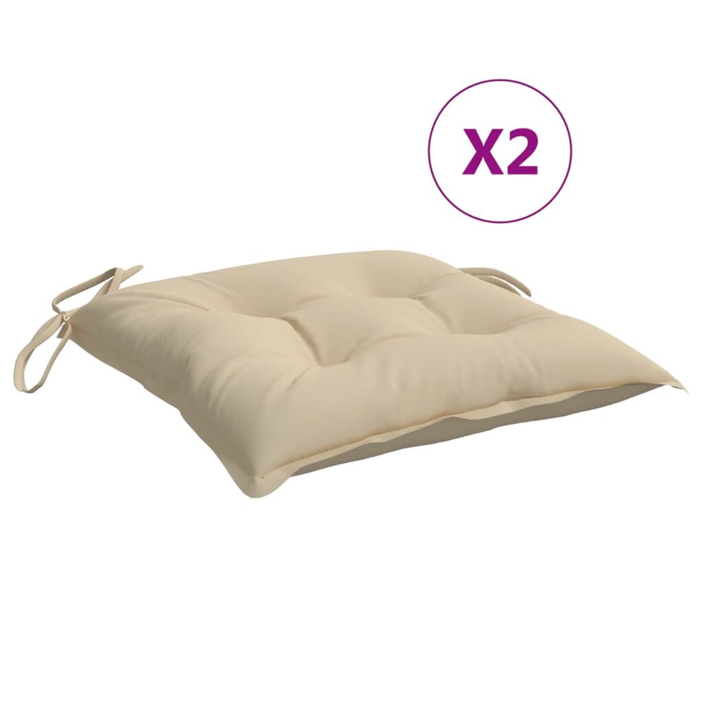 vidaXL Μαξιλάρια Καρέκλας Κήπου 2 τεμ. Μπεζ 50x50x7 εκ. Oxford Ύφασμα