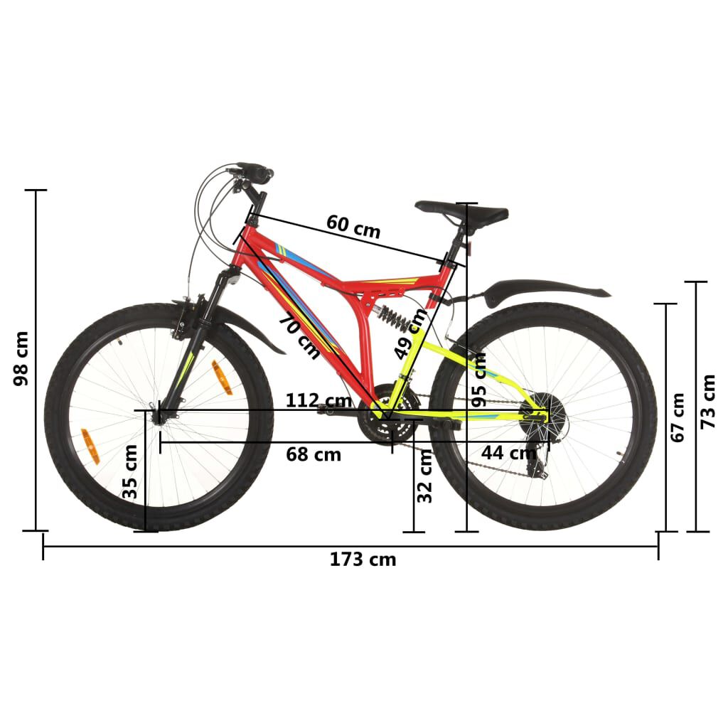 vidaXL Ποδήλατο Mountain 26'' Κόκκινο με 21 Ταχύτητες 49 εκ.
