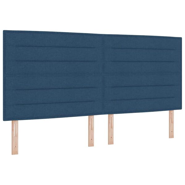 vidaXL Κρεβάτι με ελατήρια με στρώμα Μπλε 200 x 200 cm ύφασμα