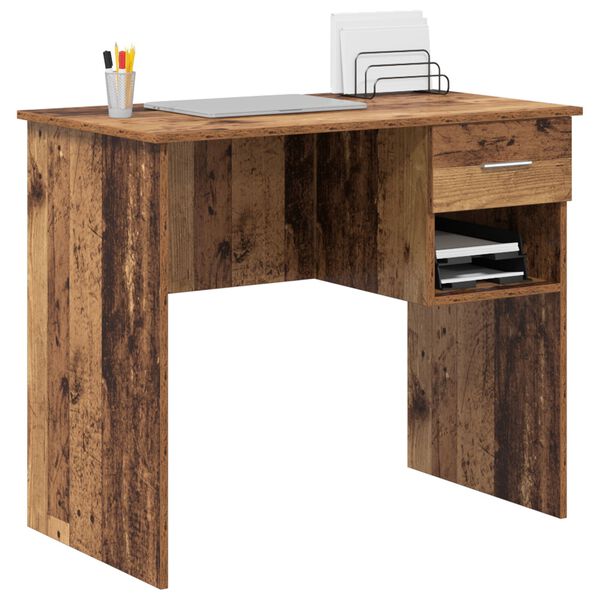 vidaXL Γραφείο με Αποθήκευση Παλιού Ξύλου 90x49.5x75 εκ. Επεξεργασμένο ξύλο
