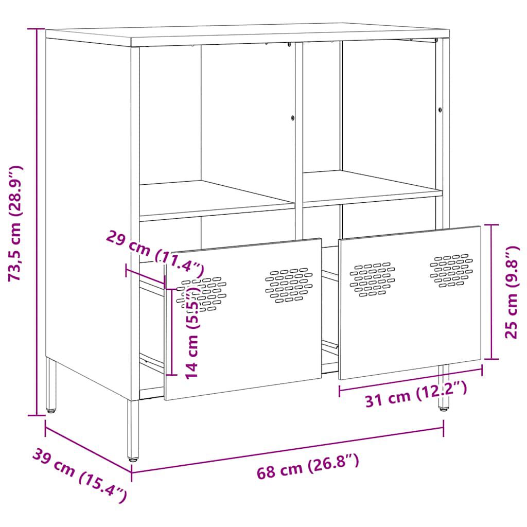 vidaXL Ντουλάπι Ροζ 68x39x73,5 εκ. από Χάλυβα Ψυχρής Έλασης