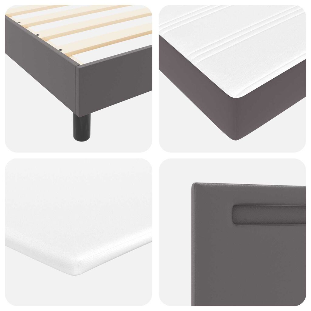 vidaXL Κρεβάτι Box Spring με Στρώμα Γκρι 100x200 cm από Συνθετικό Δέρμα