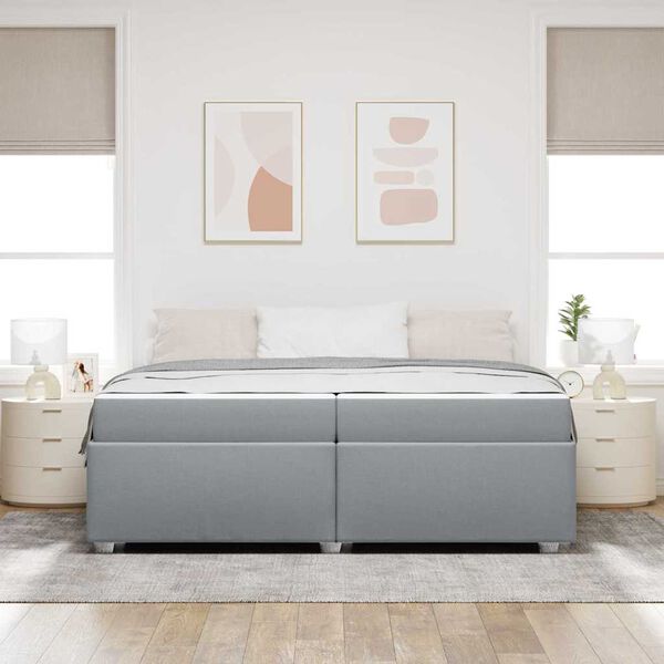 vidaXL Σκελετός Κρεβατιού Ανοιχτό γκρι 200 x 200 cm ύφασμα