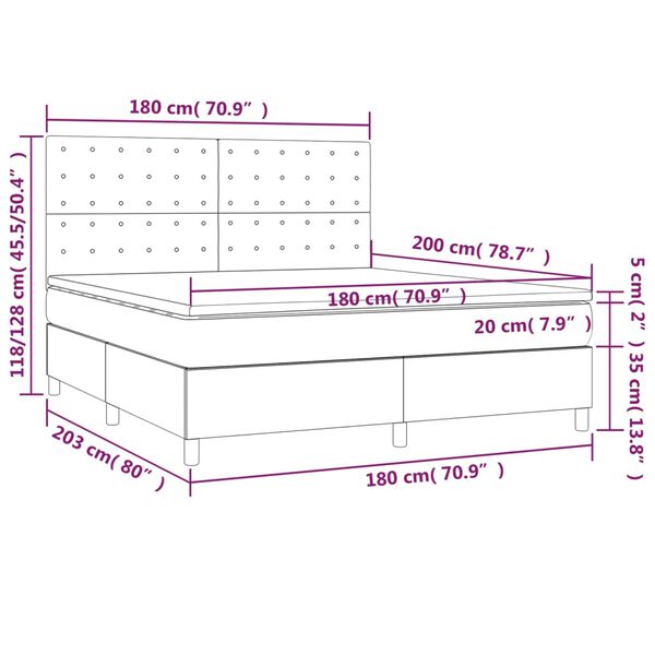 vidaXL Κρεβάτι Boxspring με Στρώμα Μαύρο 180x200εκ.από Συνθετικό Δέρμα