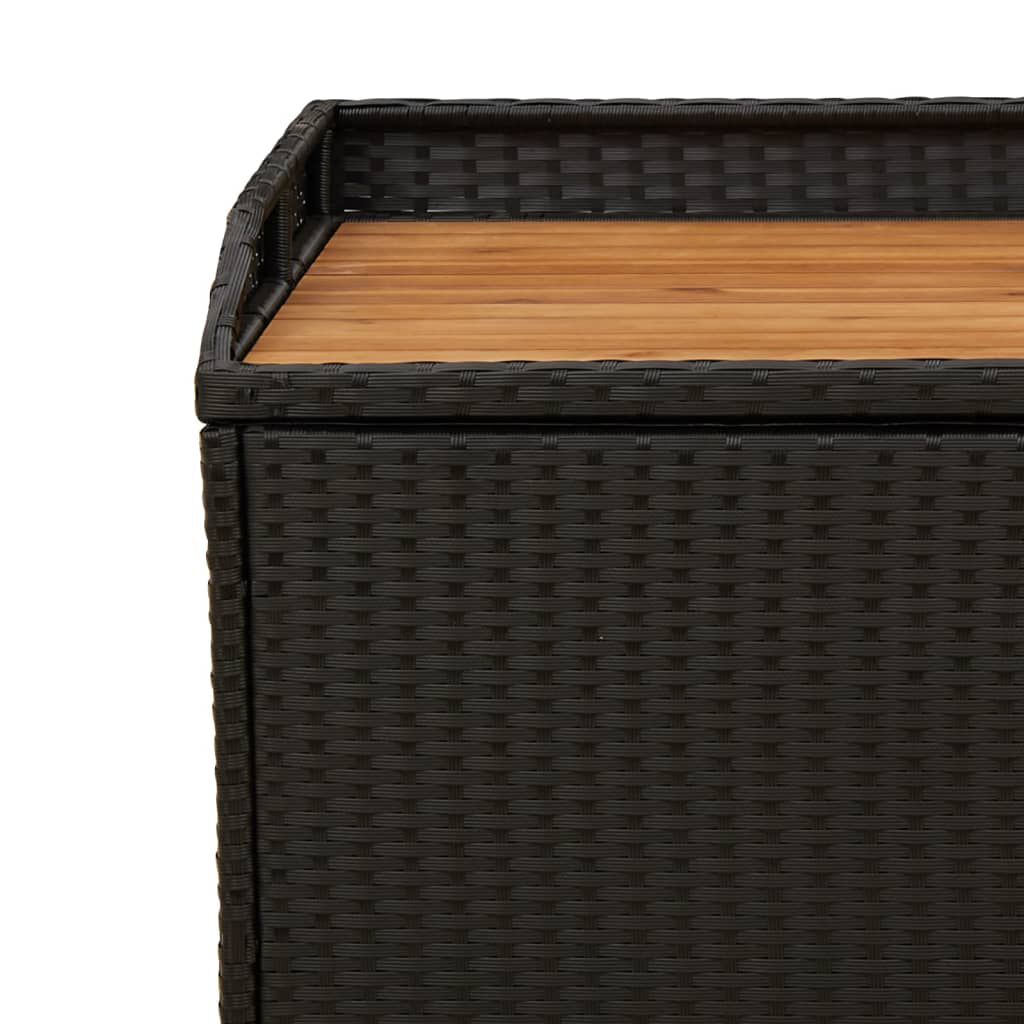 vidaXL Πάγκος Αποθ. Κήπου Μαύρος 100x50x52εκ. Συνθ. Ρατάν/Ξύλο Ακακίας