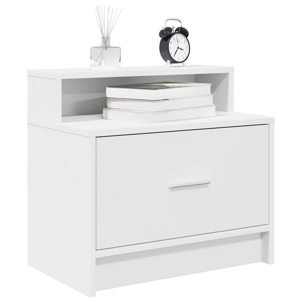 vidaXL Κομοδίνο με συρτάρι Λευκό 51x31x47 cm