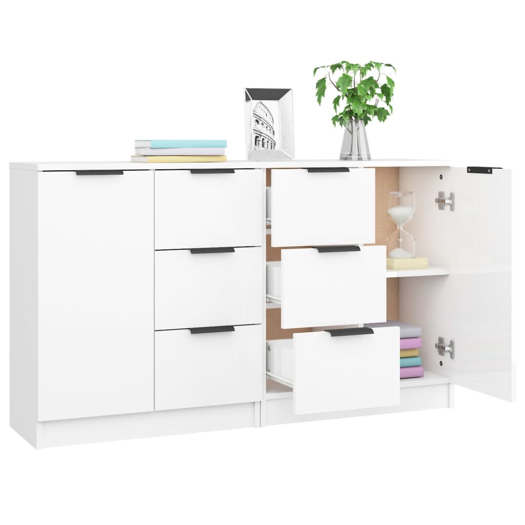 vidaXL Ντουλάπια 2 τεμ. Γυαλιστερό Λευκό 60x30x70εκ.Επεξεργασμένο Ξύλο