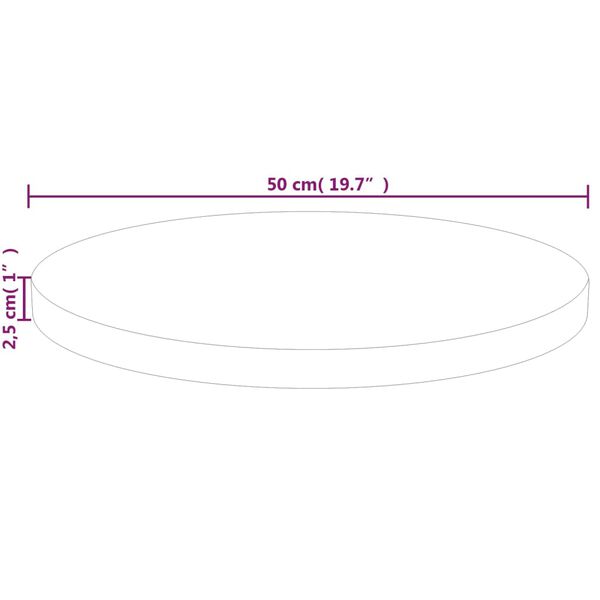 vidaXL Επιφάνεια Τραπεζιού Στρογγυλή Ø50x2,5 εκ. Μασίφ Ξύλο Δρυς