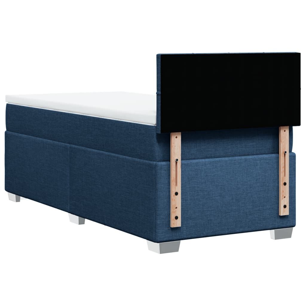 vidaXL Κρεβάτι Boxspring με Στρώμα Μπλε 100 x 200 εκ. Υφασμάτινο
