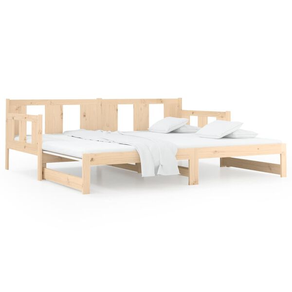 vidaXL Καναπές Κρεβάτι Συρόμενος 2x(90x200) εκ. Μασίφ Ξύλο Πεύκου