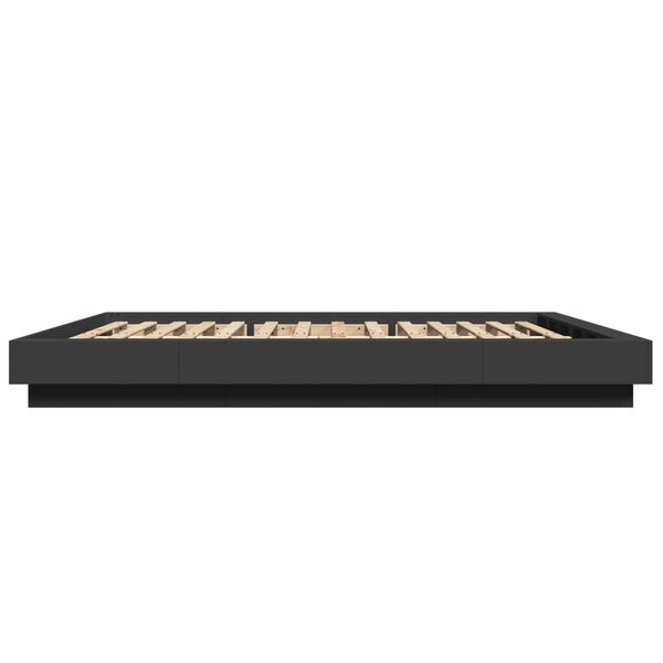 vidaXL Πλαίσιο Κρεβατιού με LED Μαύρο 160x200 εκ Επεξεργ. Ξύλο