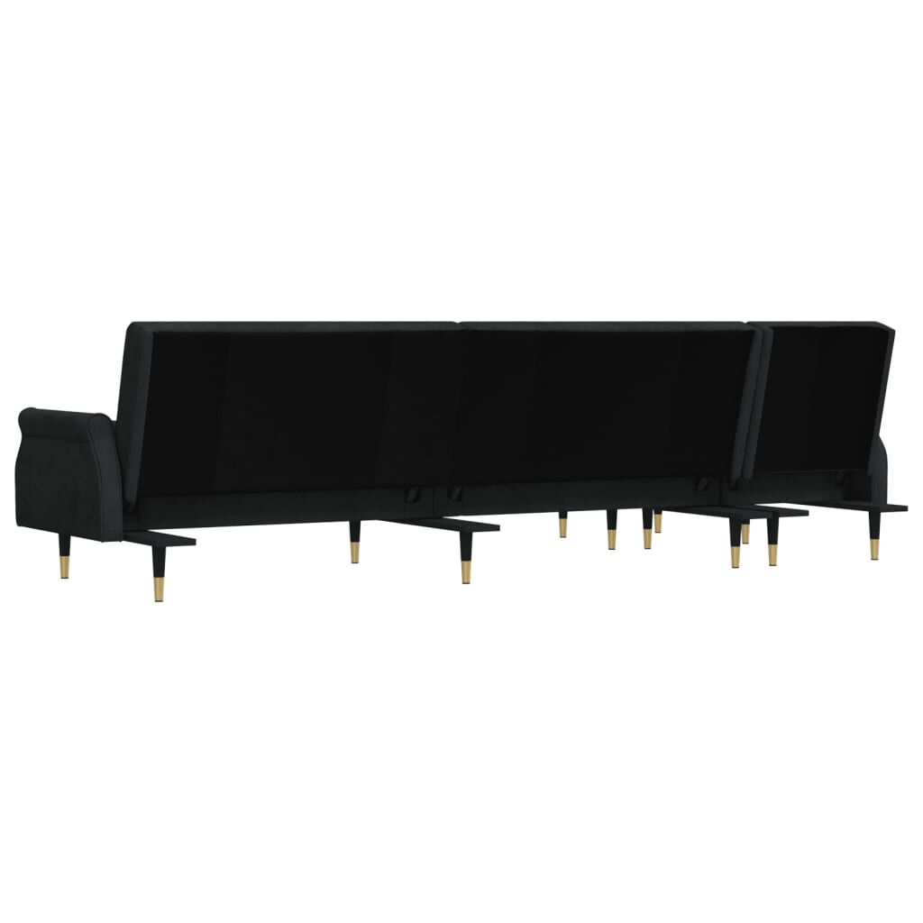 vidaXL Καναπές Κρεβάτι Γωνιακός Μαύρος 271 x 140 x 70 εκ. Βελούδινος