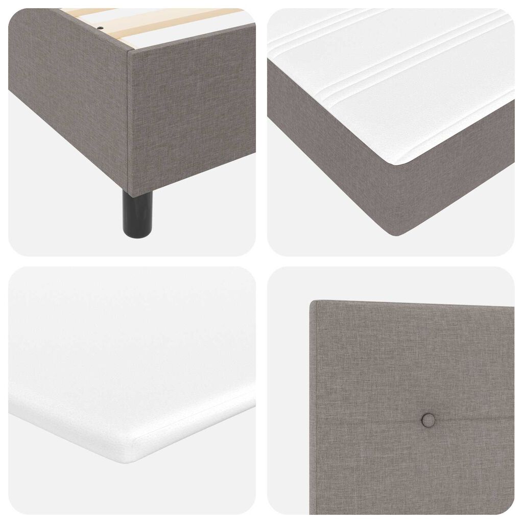 Κρεβάτι Box Spring vidaXL με στρώμα και LED Ταπέ <br>90x190 εκ. Υφάσμα