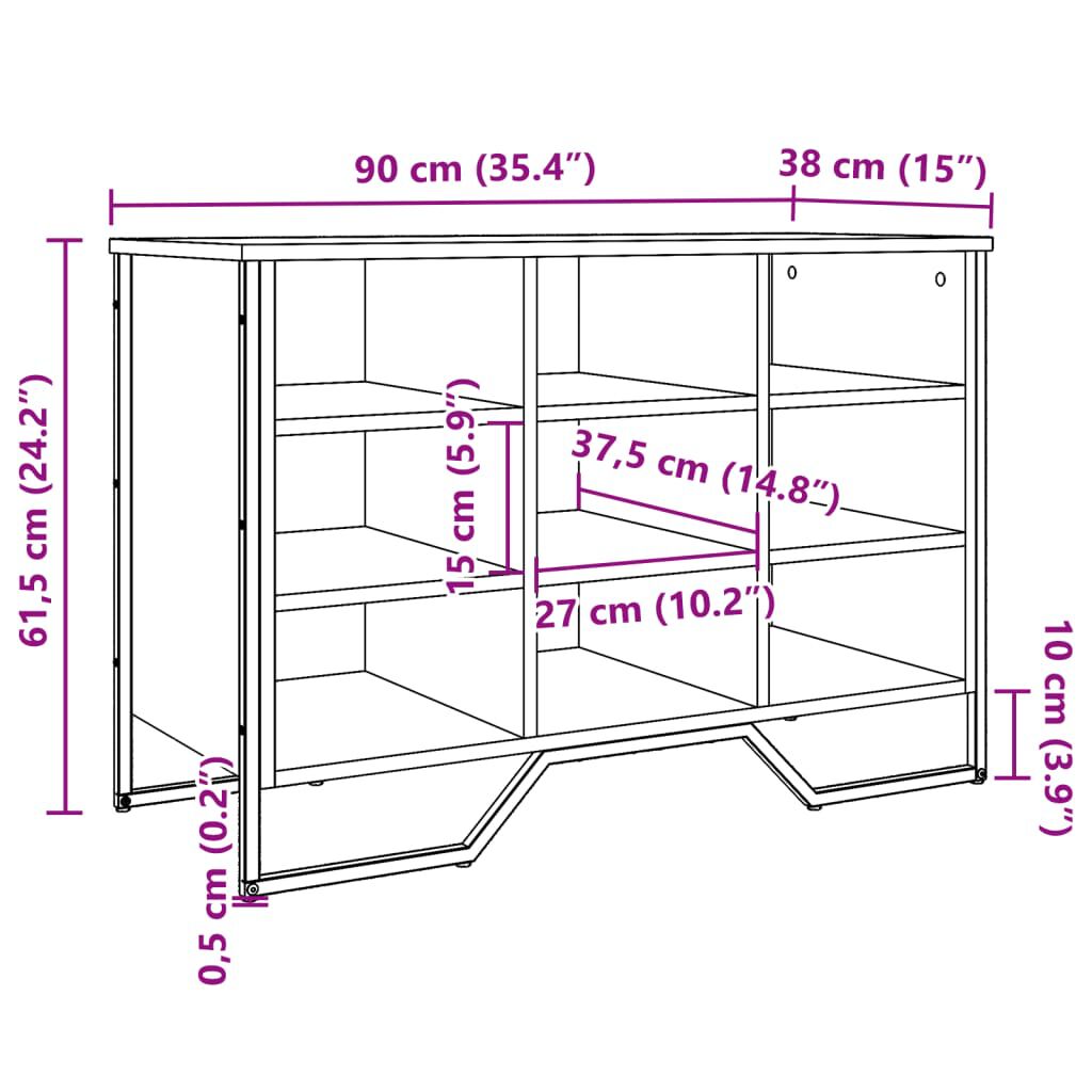 vidaXL Παπουτσοθήκη Sonoma Δρυς 90x38x61,5 εκ. από Επεξεργασμένο Ξύλο