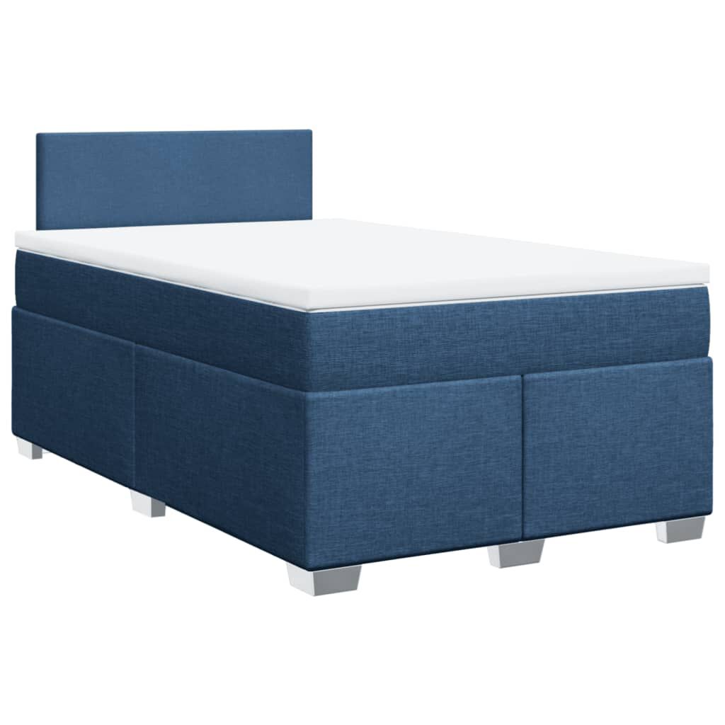 vidaXL Κρεβάτι Boxspring με Στρώμα Μπλε 120x200 εκ. Υφασμάτινο