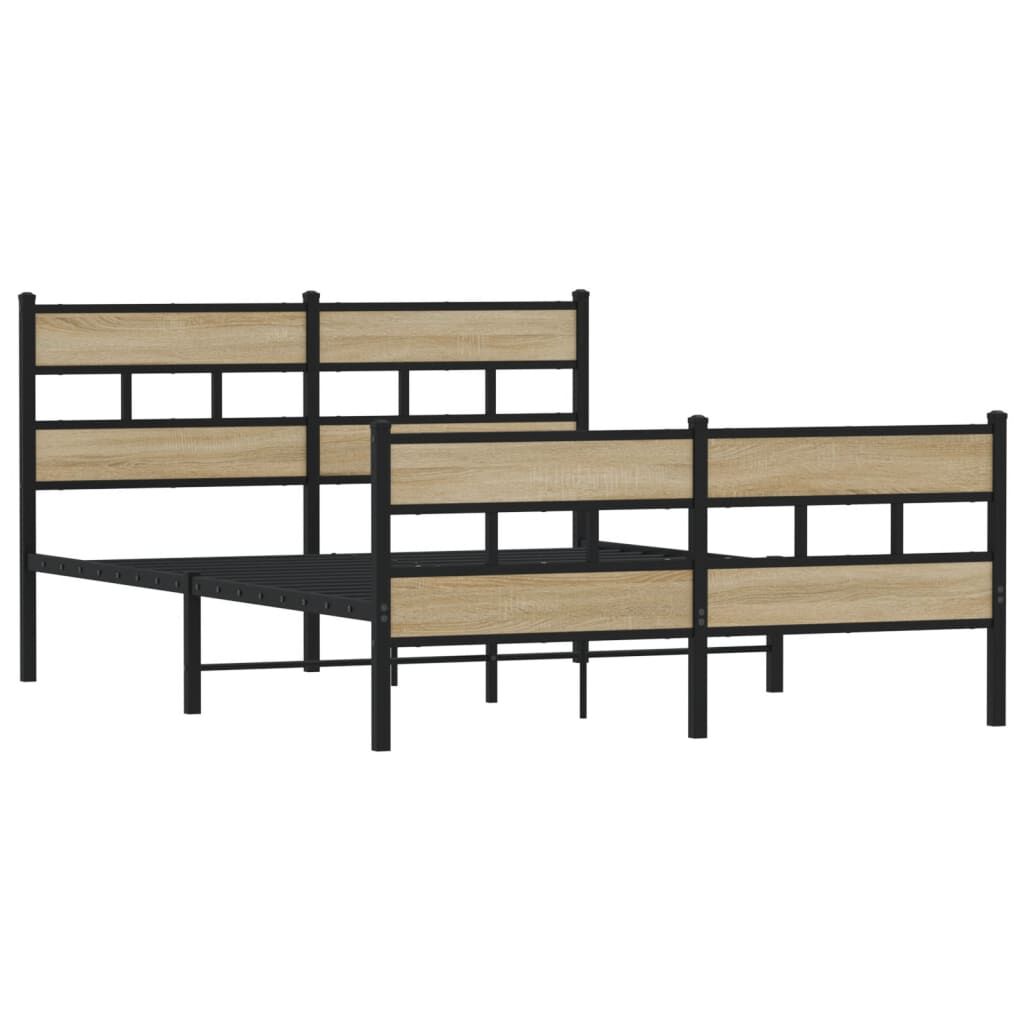 vidaXL Σκελετός Κρεβ. Χωρίς Στρώμα Sonoma Δρυς 150x200 εκ. Μεταλλικό