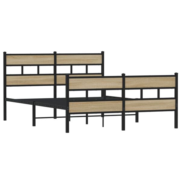 vidaXL Σκελετός Κρεβ. Χωρίς Στρώμα Sonoma Δρυς 150x200 εκ. Μεταλλικό