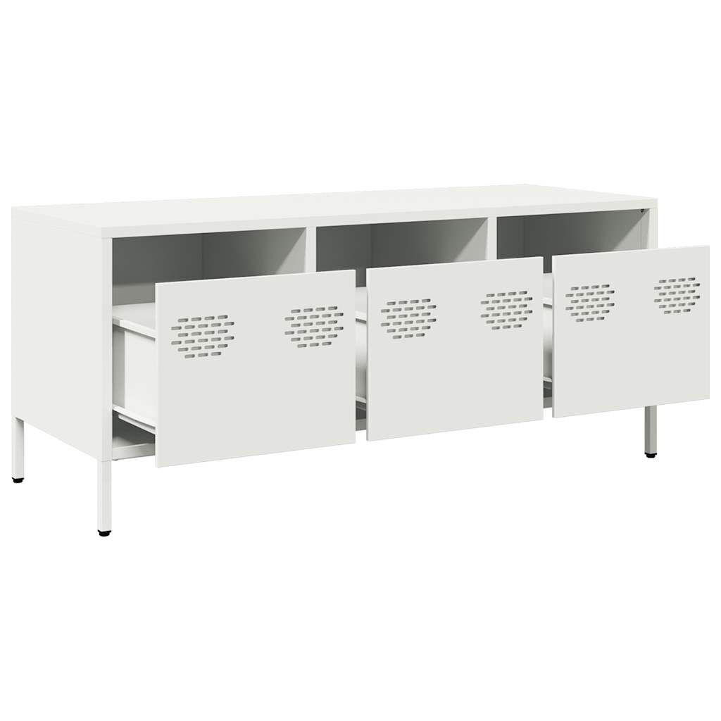 vidaXL Έπιπλο Τηλεόρασης Λευκό 101,5x39x43,5 εκ. Ατσάλι Ψυχρής Έλασης