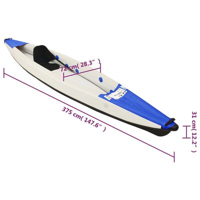 vidaXL Καγιάκ Φουσκωτό Μπλε 375 x 72 x 31 εκ. από Πολυεστέρα