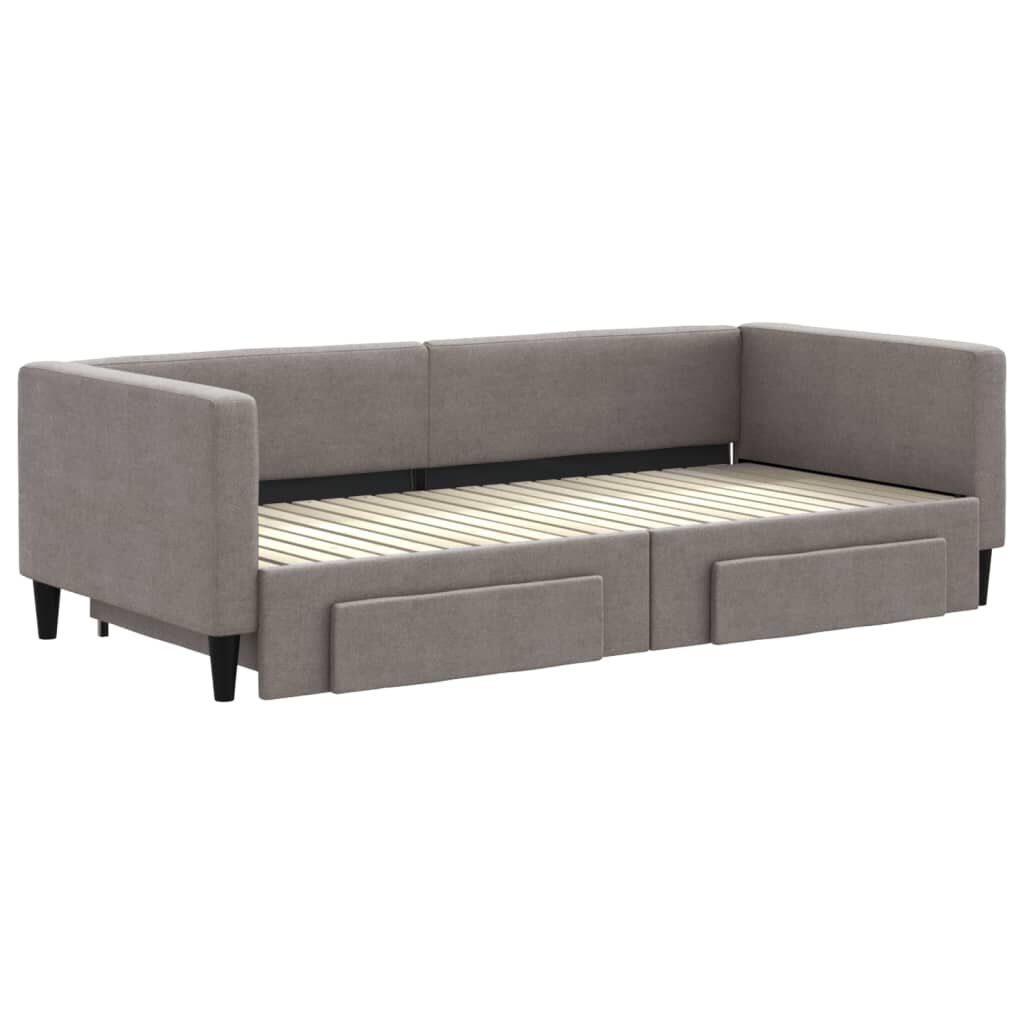vidaXL Καναπές Κρεβάτι Συρόμενος Taupe 90x200 εκ. Ύφασμα & Συρτάρια