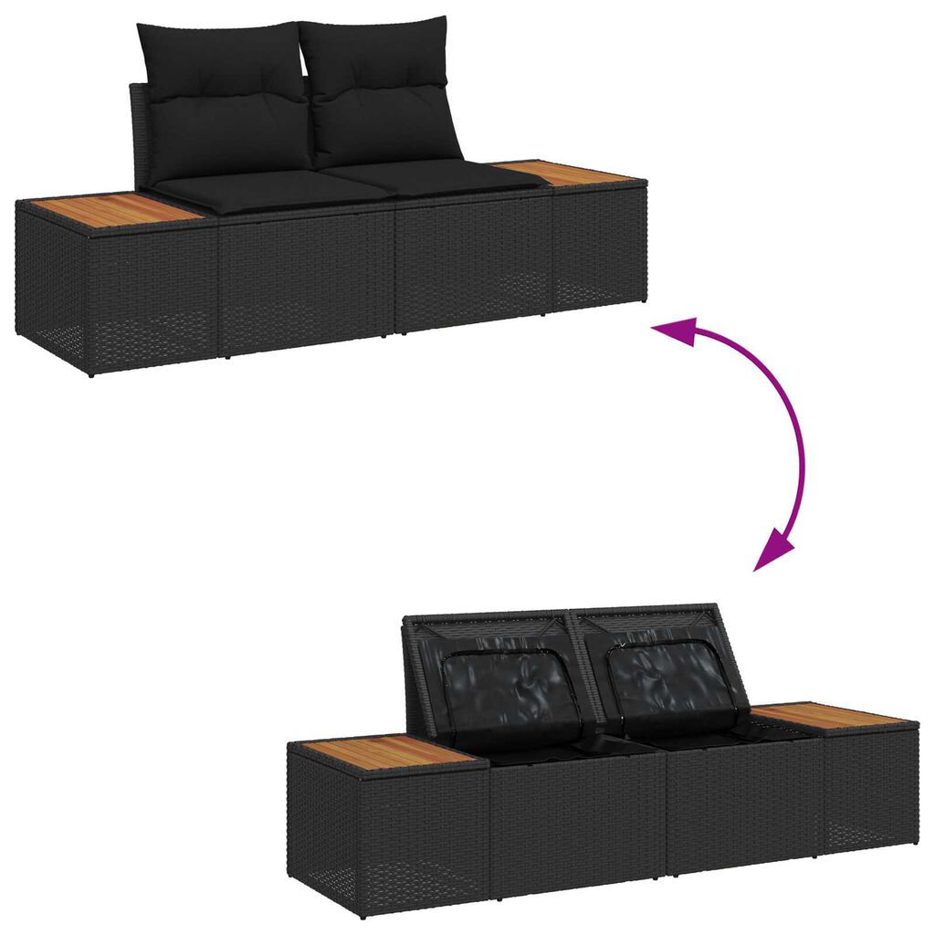 vidaXL Καναπές Κήπου Μαύρο 184 x 62 x 85εκ συνθετικό ρατάν