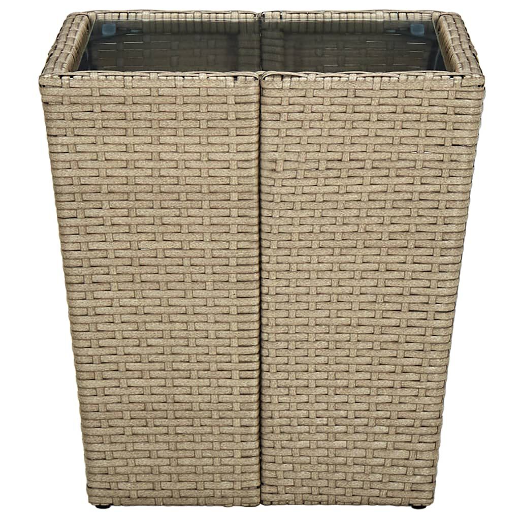 vidaXL Τραπέζι Βοηθητικό Μπεζ 41,5x41,5x44 εκ. Συνθ.Ρατάν/Ψημένο Γυαλί