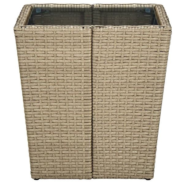 vidaXL Τραπέζι Βοηθητικό Μπεζ 41,5x41,5x44 εκ. Συνθ.Ρατάν/Ψημένο Γυαλί
