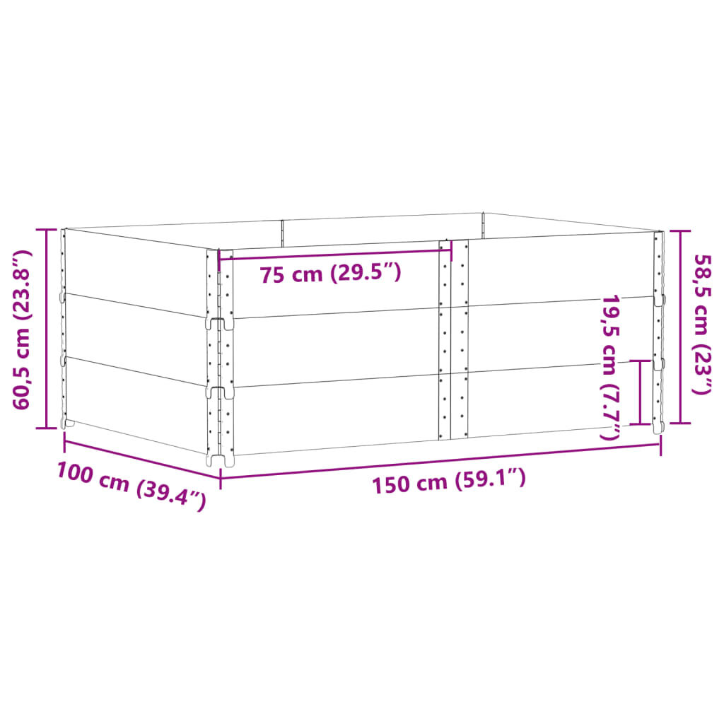 vidaXL Ζαρντινιέρα Κήπου 150x100 εκ από Μασίφ Ξύλο Πεύκου