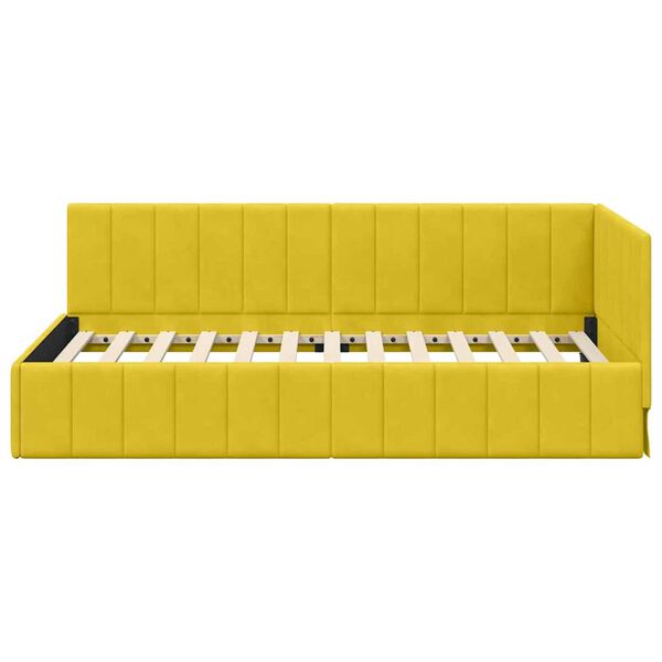 vidaXL Κρεβάτι Γωνίας με κεφαλάρι Κίτρινο 90 x 200 cm Βελούδο