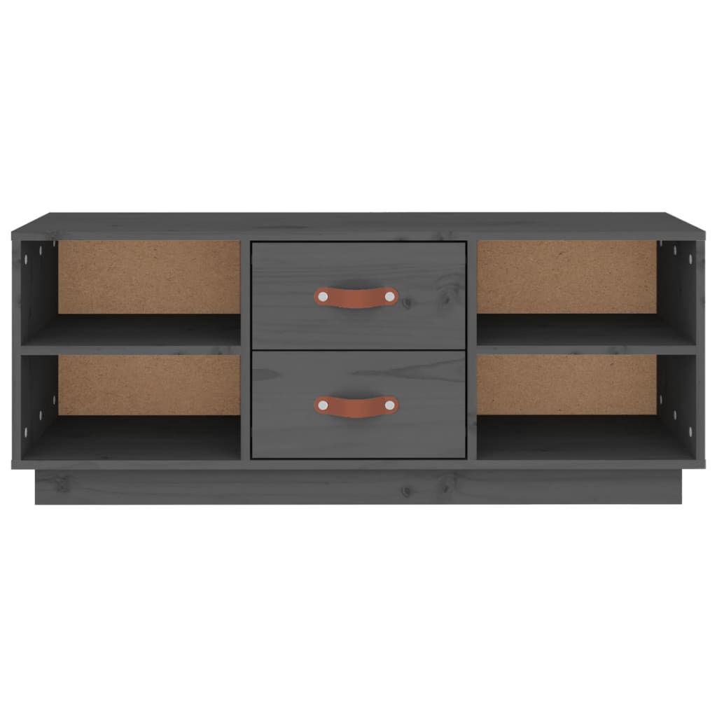 vidaXL Έπιπλο Τηλεόρασης Γκρι 100x34x40 εκ. από Μασίφ Ξύλο Πεύκου