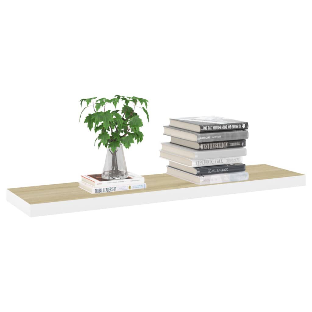 vidaXL Ράφια Τοίχου 2 τεμ. Δρυς/Λευκό 120x23,5x3,8 εκ. MDF