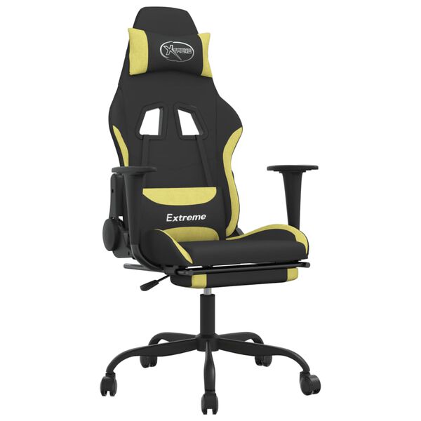 vidaXL Καρέκλα Μασάζ Gaming Μασάζ Υπ. Μαύρη/Αν Γκρι Ύφασμα Υποπόδιο