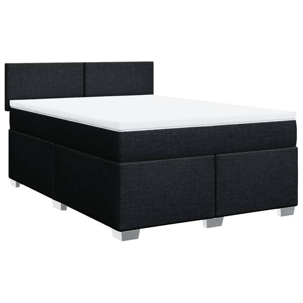 vidaXL Κρεβάτι Boxspring με Στρώμα Μαύρο 140x190 εκ. Υφασμάτινο