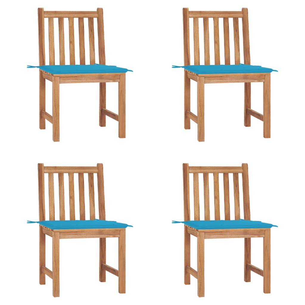 vidaXL Καρέκλες Κήπου 4 Τεμαχίων από Μασίφ Ξύλο Teak με Μαξιλάρια