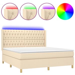 vidaXL &Kappa;&rho;&epsilon;&beta;ά&tau;&iota; Boxspring &mu;&epsilon; &Sigma;&tau;&rho;ώ&mu;&alpha; & LED &Kappa;&rho;&epsilon;&mu; 160x200 &epsilon;&kappa;. &Upsilon;&phi;&alpha;&sigma;&mu;ά&tau;&iota;&nu;&omicron;