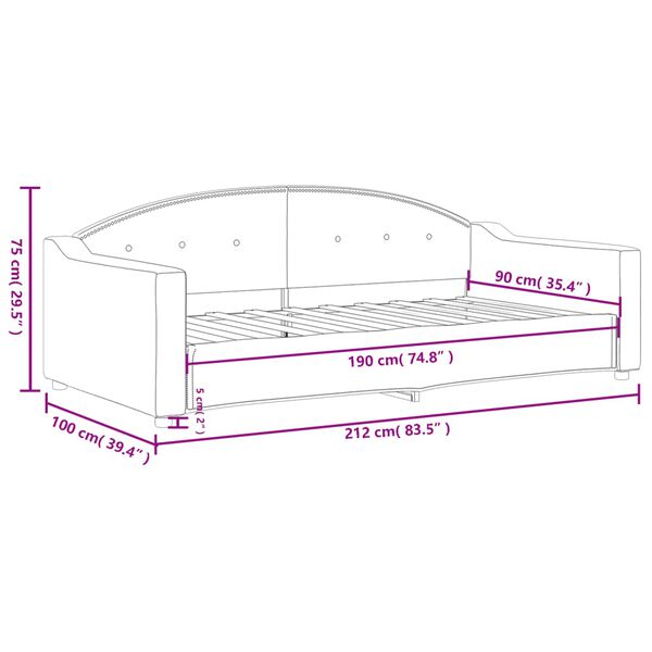 vidaXL Καναπές Κρεβάτι Ανοιχτό Γκρι 90 x 190 εκ. Υφασμάτινος