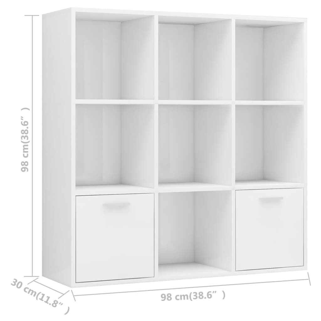 vidaXL Βιβλιοθήκη Γυαλιστερό Λευκό 98 x 30 x 98 εκ. από Επεξ. Ξύλο