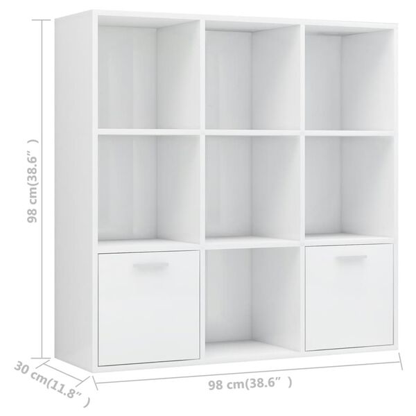 vidaXL Βιβλιοθήκη Γυαλιστερό Λευκό 98 x 30 x 98 εκ. από Επεξ. Ξύλο