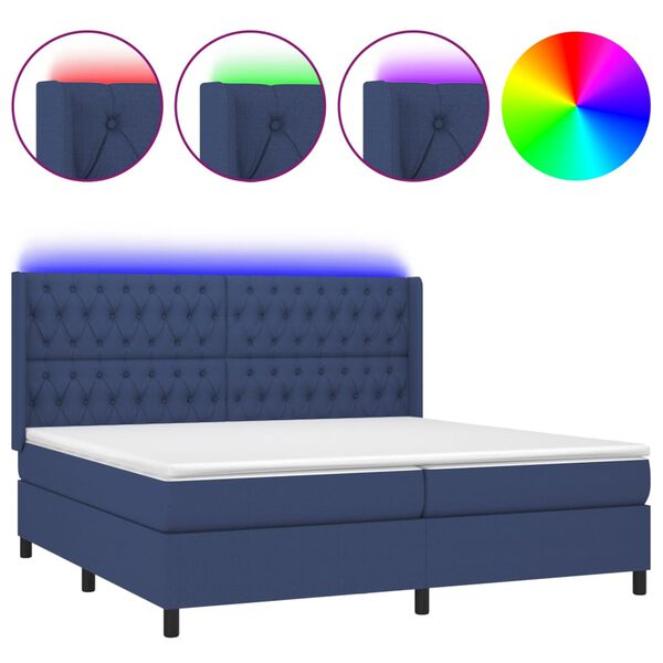 vidaXL &Kappa;&rho;&epsilon;&beta;ά&tau;&iota; Boxspring &mu;&epsilon; &Sigma;&tau;&rho;ώ&mu;&alpha; & LED &Mu;&pi;&lambda;&epsilon; 200x200 &epsilon;&kappa;. &Upsilon;&phi;&alpha;&sigma;&mu;ά&tau;&iota;&nu;&omicron;