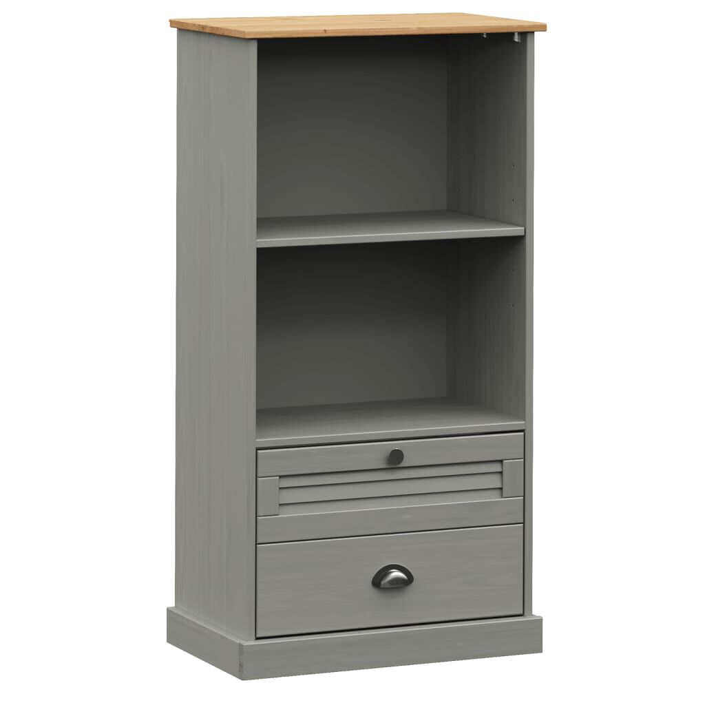 vidaXL Βιβλιοθήκη VIGO Γκρι 60 x 35 x 114,5 εκ. από Μασίφ Ξύλο Πεύκου
