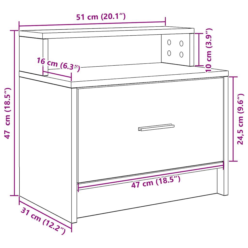 vidaXL Κομοδίνο με συρτάρι Sonoma Δρυς 51x31x47 εκ.