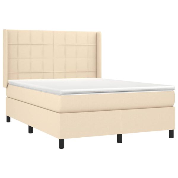 vidaXL &Kappa;&rho;&epsilon;&beta;ά&tau;&iota; Boxspring &mu;&epsilon; &Sigma;&tau;&rho;ώ&mu;&alpha; &Kappa;&rho;&epsilon;&mu; 140x200 &epsilon;&kappa;. &Upsilon;&phi;&alpha;&sigma;&mu;ά&tau;&iota;&nu;&omicron;