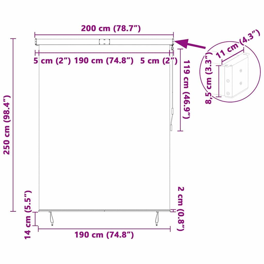 vidaXL Εξωτερικό ρολό Striped Κίτρινο και μπλε 200 x 250 εκ. ύφασμα