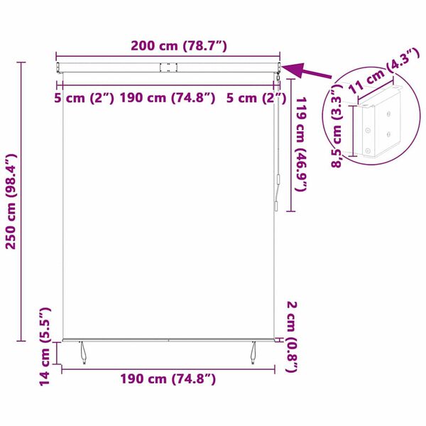 vidaXL Εξωτερικό ρολό Striped Κίτρινο και μπλε 200 x 250 εκ. ύφασμα