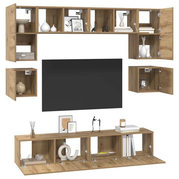 vidaXL &Sigma;&epsilon;&tau; &epsilon;&pi;ί&pi;&lambda;&omicron;&upsilon; &tau;&eta;&lambda;&epsilon;ό&rho;&alpha;&sigma;&eta;&sigmaf; 8 pcs Artisan Oak &Epsilon;&pi;&epsilon;&xi;&epsilon;&rho;&gamma;&alpha;&sigma;&mu;έ&nu;&omicron; &xi;ύ&lambda;&omicron;