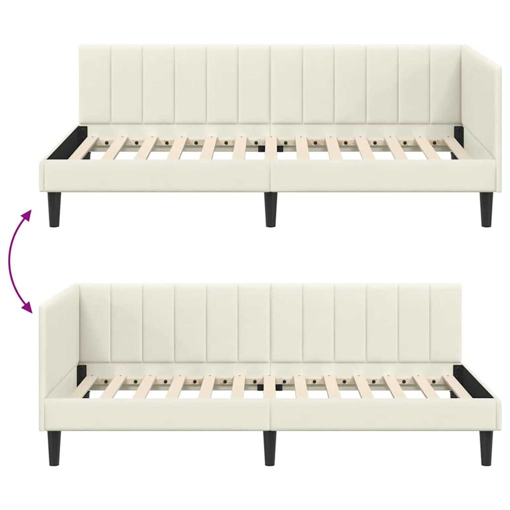 vidaXL Κρεβάτι Γωνίας με κεφαλάρι Κρεμ 90 x 190 cm Βελούδο